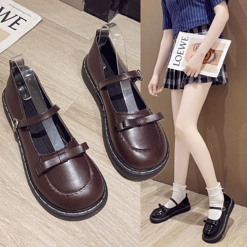 Shoes Platform Bow Mary Jane