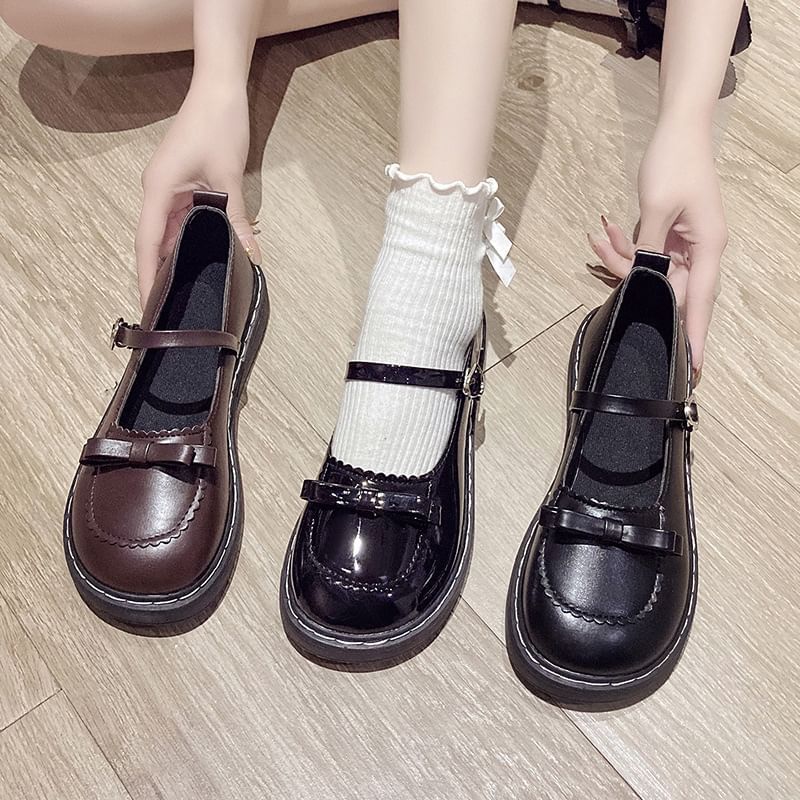Shoes Platform Bow Mary Jane