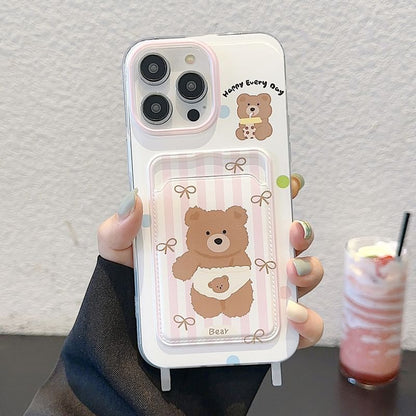 Strap Card Bear Holder Case Phone