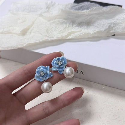 Faux Leather Floral Ball Drop Earring