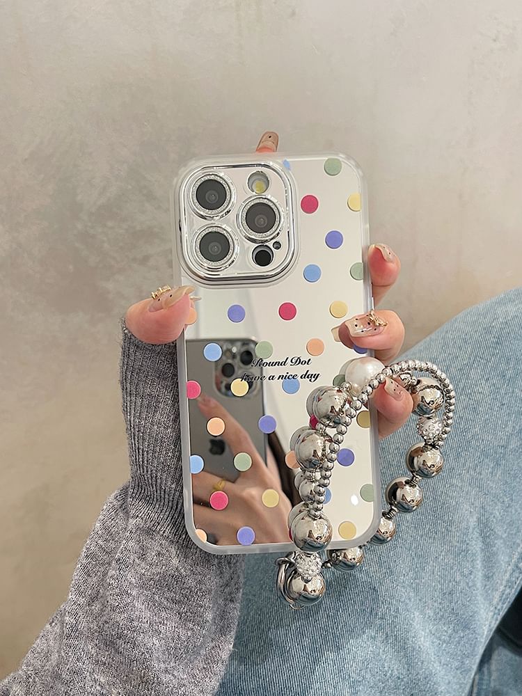 Polka Set Mirrored Case Phone Dot Strap /