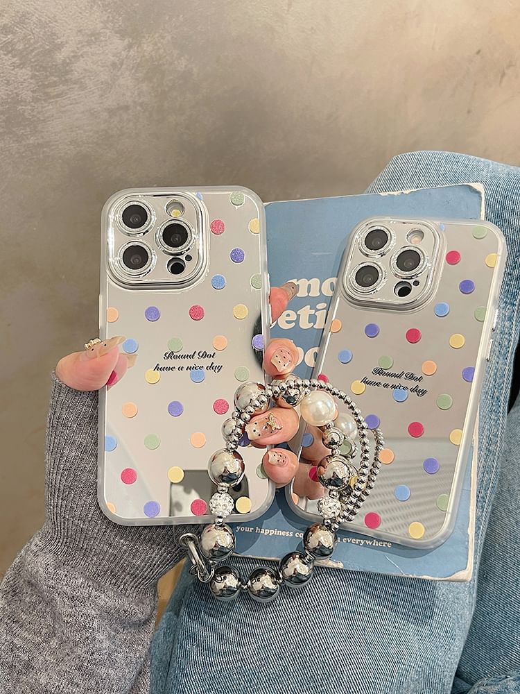 Polka Set Mirrored Case Phone Dot Strap /