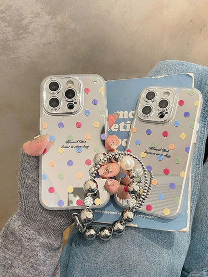 Polka Set Mirrored Case Phone Dot Strap /