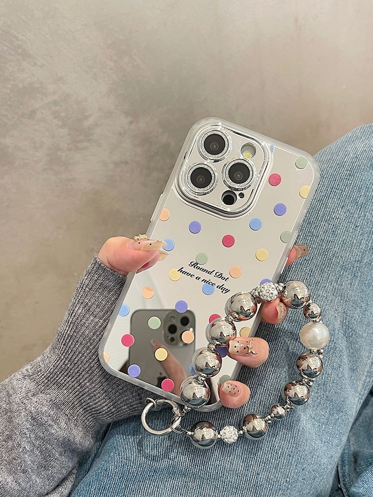 Polka Set Mirrored Case Phone Dot Strap /