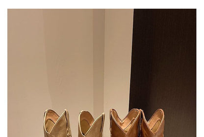 Faux Leather Heel Tall Boots Chunky
