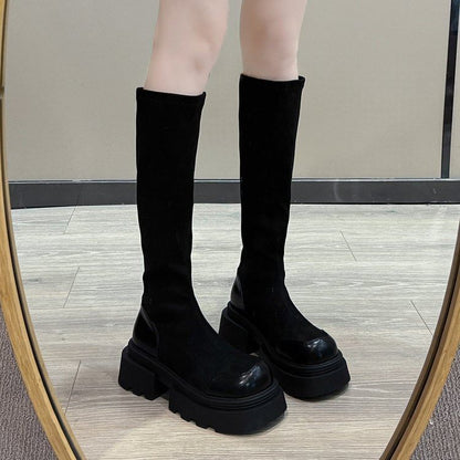 Tall Platform Boots Cap Toe