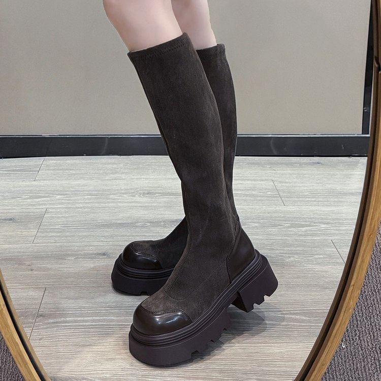 Tall Platform Boots Cap Toe