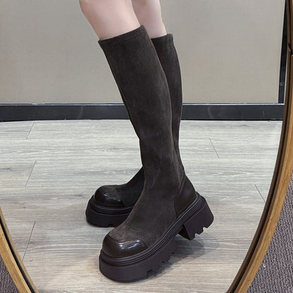 Tall Platform Boots Cap Toe