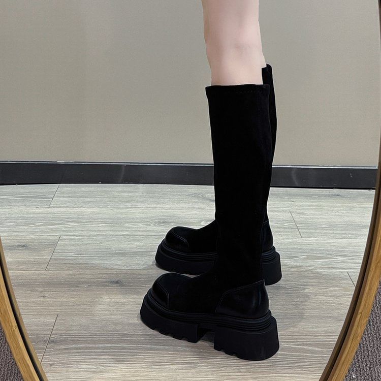 Tall Platform Boots Cap Toe