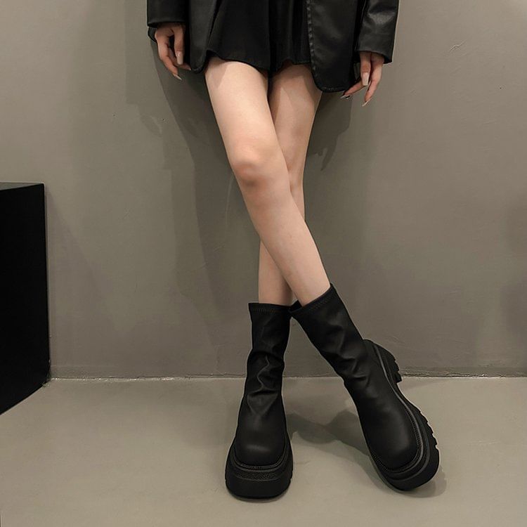 Boots Platform Sock Plain Short
