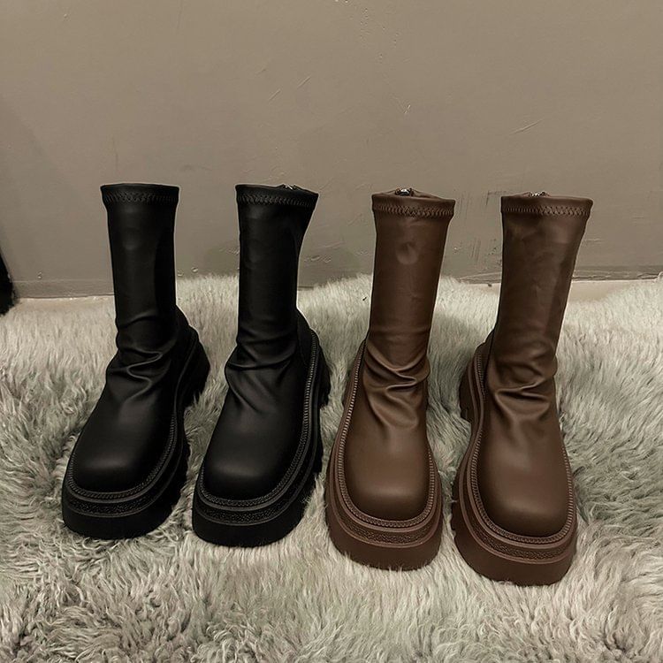Boots Platform Sock Plain Short