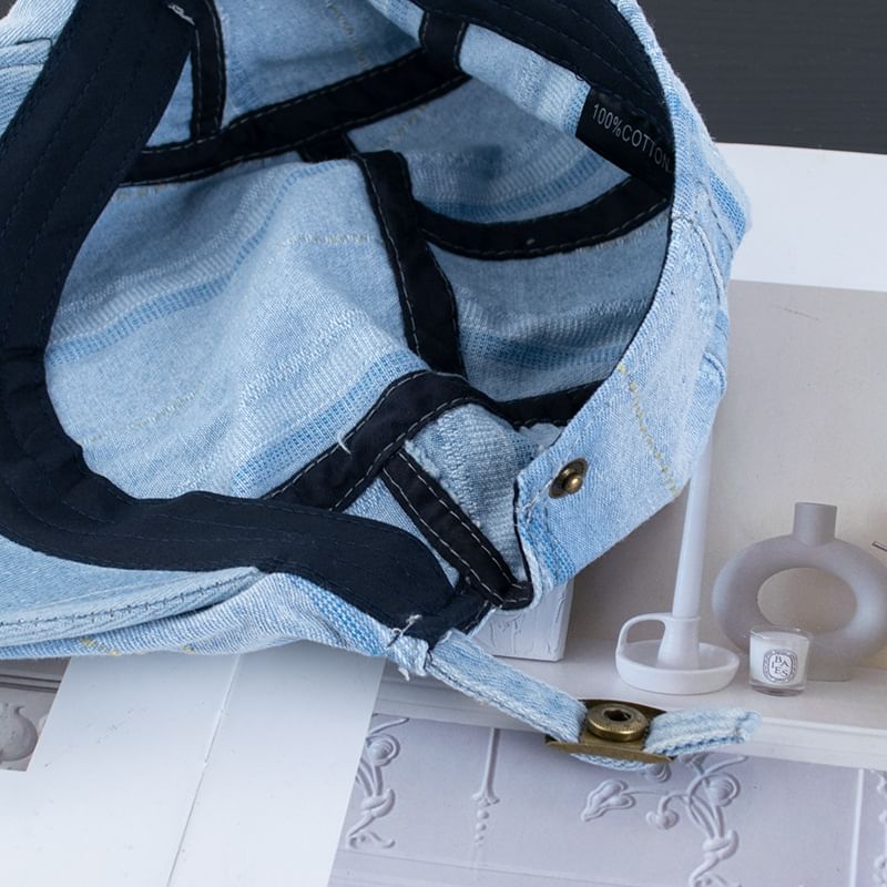 Flat Washed Cap Denim Striped