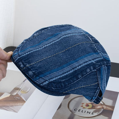 Flat Washed Cap Denim Striped
