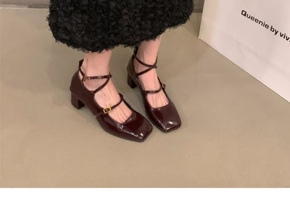 Sample Chunky Heel Square-Toe Mary Jane Shoes