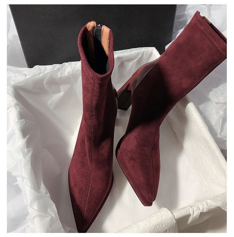 Sample Pointy Chunky Heel Short Boots