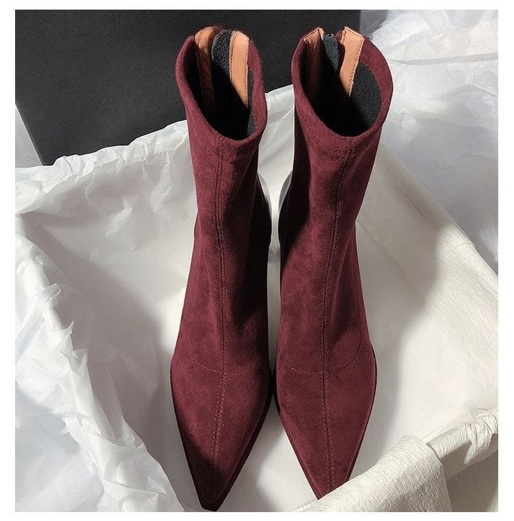 Sample Pointy Chunky Heel Short Boots