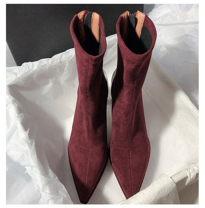 Sample Pointy Chunky Heel Short Boots