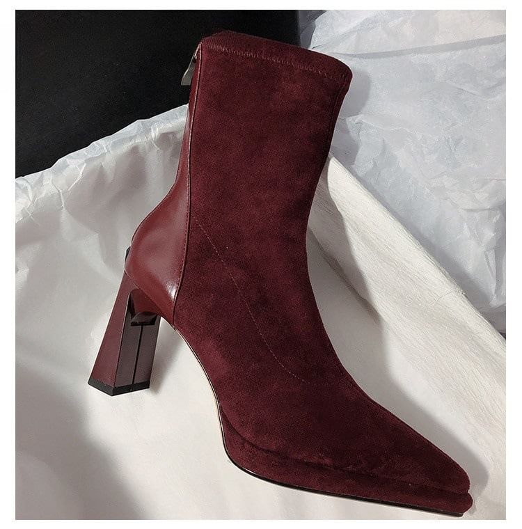 Sample Pointy Chunky Heel Short Boots