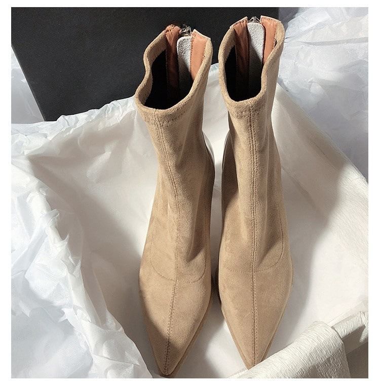 Sample Pointy Chunky Heel Short Boots