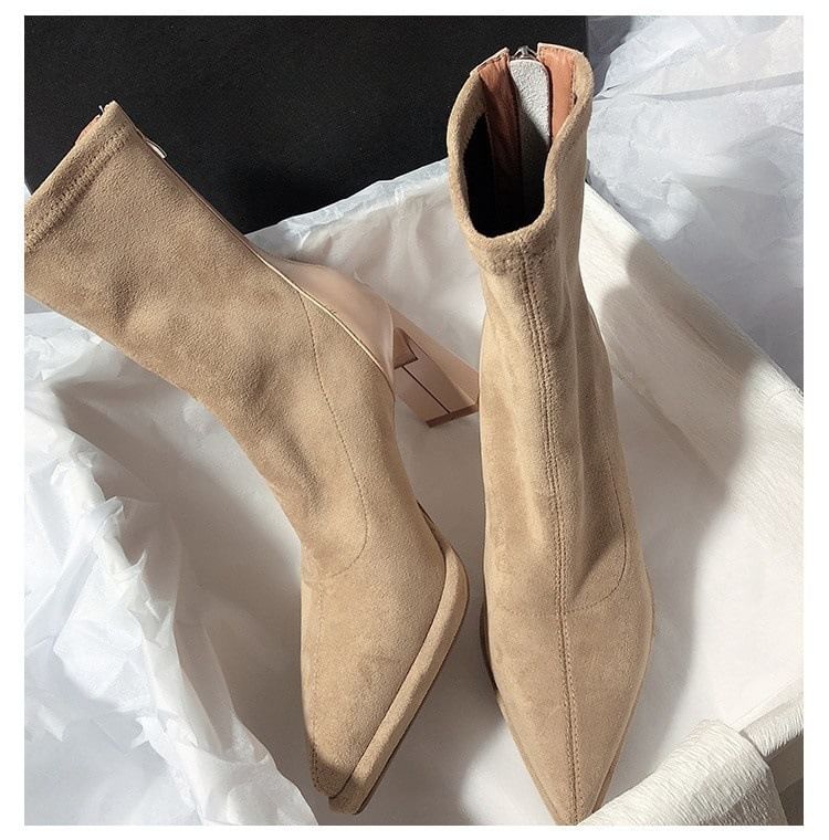 Sample Pointy Chunky Heel Short Boots