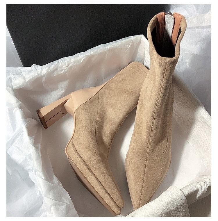 Sample Pointy Chunky Heel Short Boots