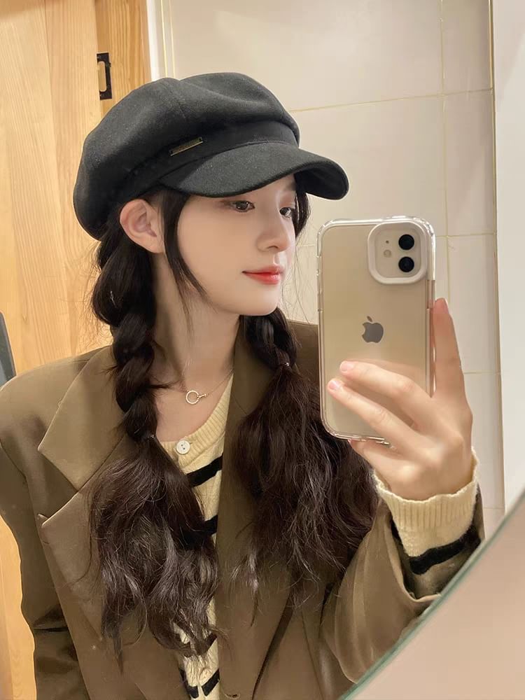 Plain Wool Newsboy Cap