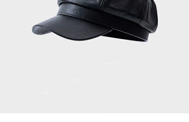 Plain Faux Cap Newsboy Leather