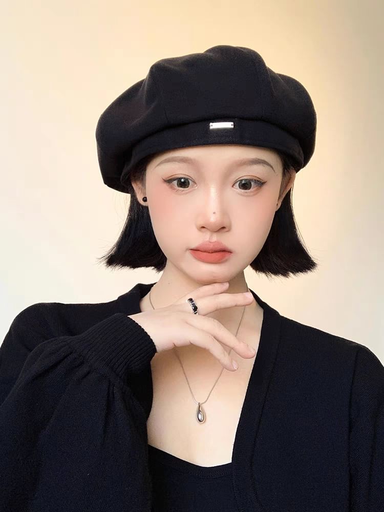 Wool Blend Applique Beret
