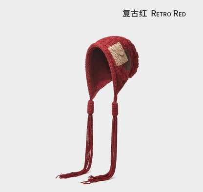 Color Block Tassel Beanie