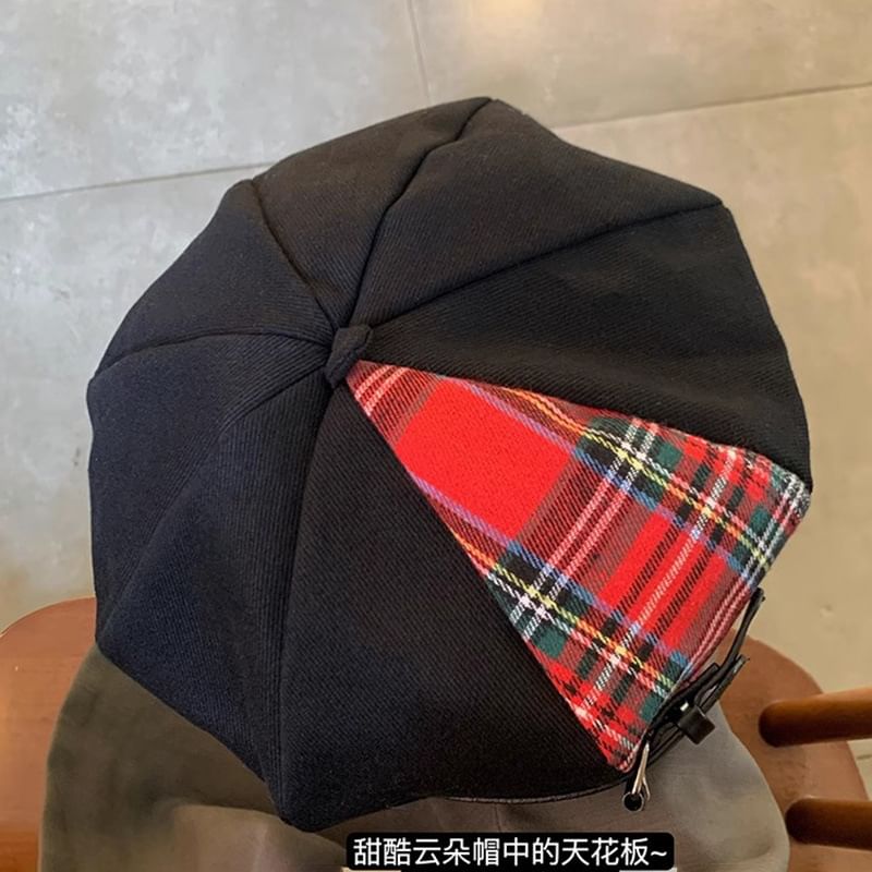 Plaid Panel Beret