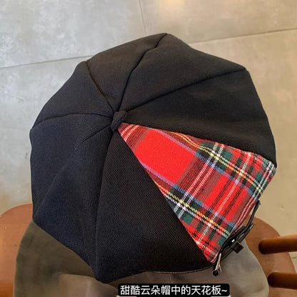 Plaid Panel Beret