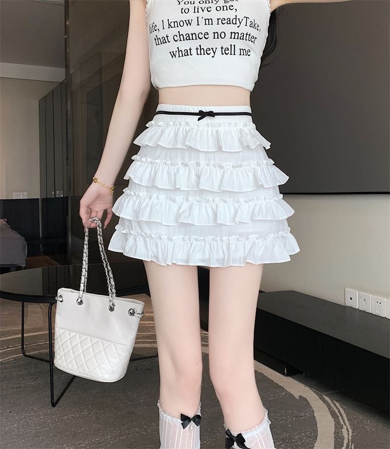 A-Line Tiered Skirt High Bow Rise Mini
