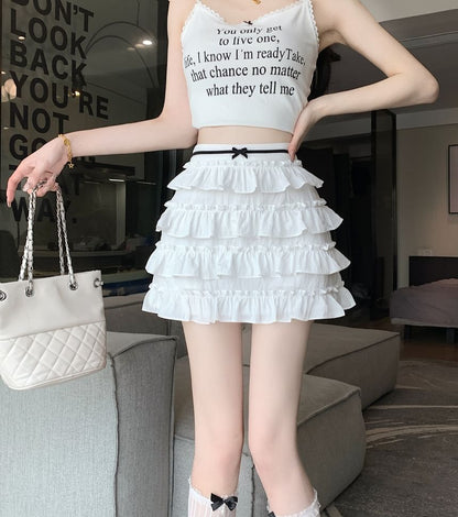 A-Line Tiered Skirt High Bow Rise Mini