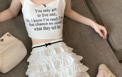 A-Line Tiered Skirt High Bow Rise Mini