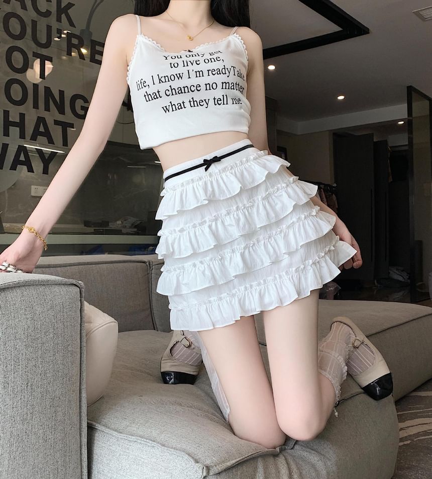 A-Line Tiered Skirt High Bow Rise Mini