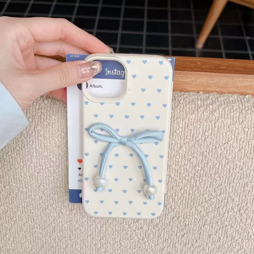 Leather Faux Heart Case / Set Decoration Adhesive Bow Phone