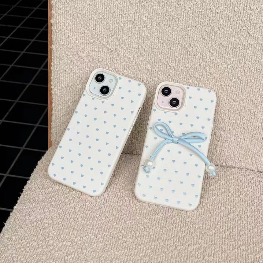 Leather Faux Heart Case / Set Decoration Adhesive Bow Phone
