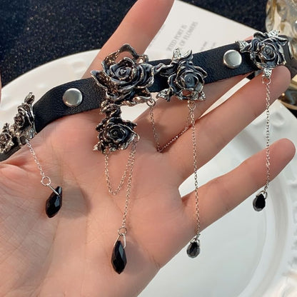 Sample Rose Alloy Faux Leather Choker