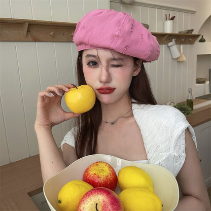 Plain Distressed Beret