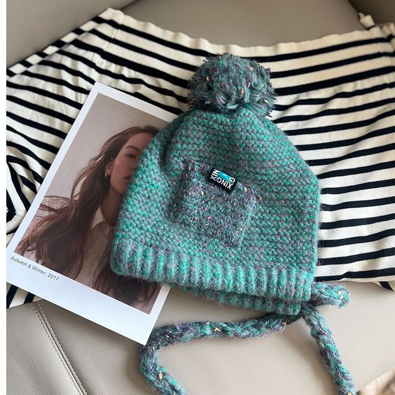 Hat Pom Earflap Melange