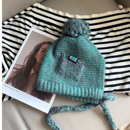 Hat Pom Earflap Melange