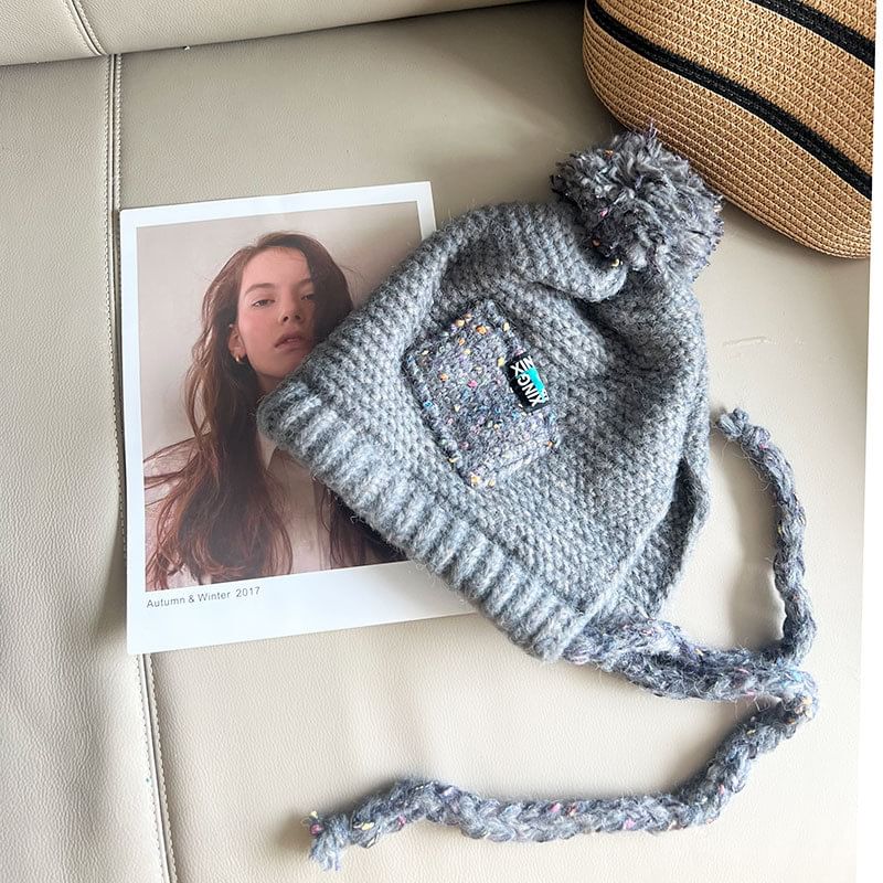 Hat Pom Earflap Melange