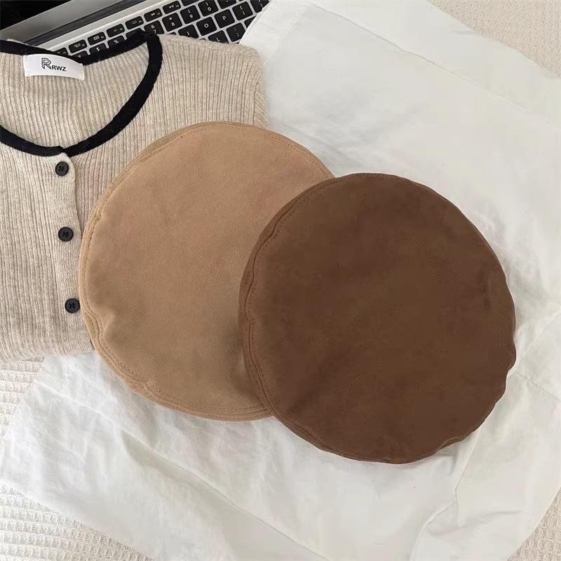 Faux Suede Belted Beret