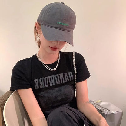 Lettering Cap Embroidered Baseball