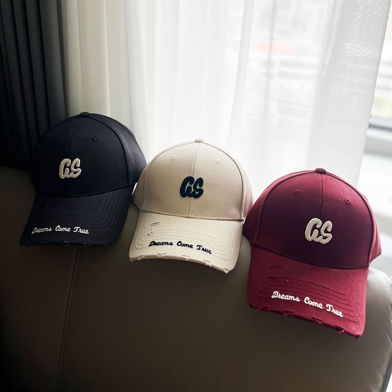 Cap Lettering Distressed Baseball Embroidered