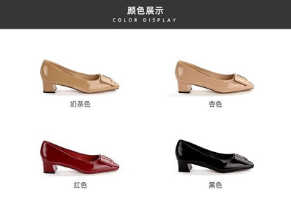 Buckled Pumps Chunky Square Toe Heel