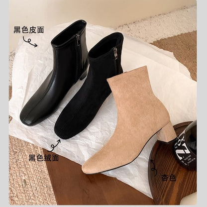 Short Boots Heel Chunky