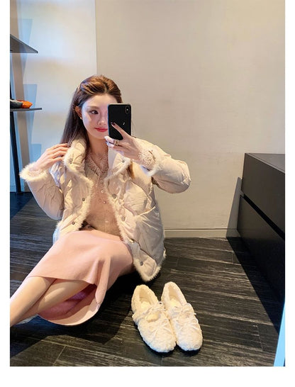 Sample Bow Fleece Hidden Wedge Mary Jane Shoes