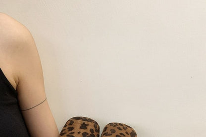 Sample Square Toe T-Strap Faux Suede Flats