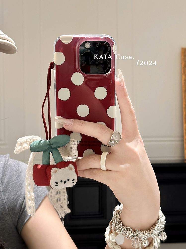 Set Charm Dot / Cherry Phone Polka Case